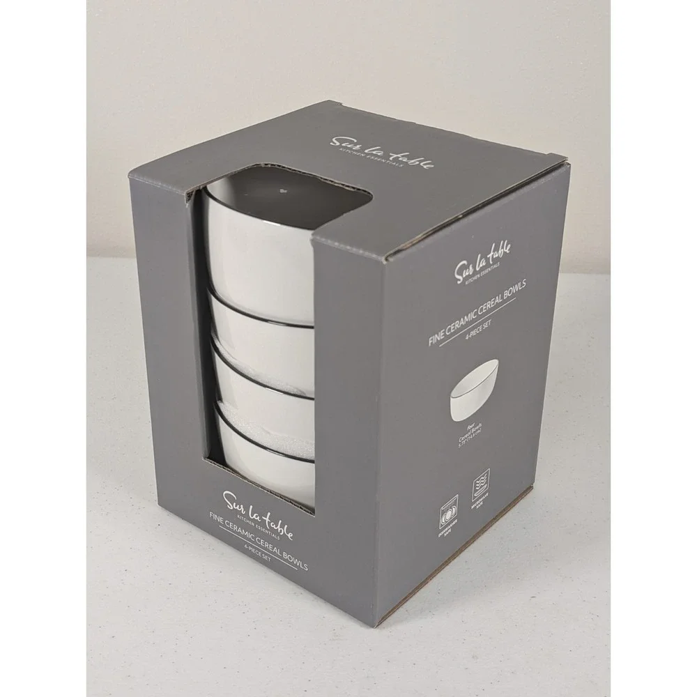 Sur La Table Fine Ceramic Cereal Bowls 4-Pack 5.75